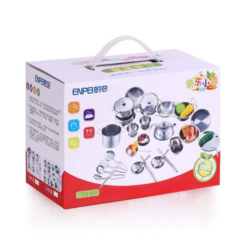 Mini Cozinha Infantil Em Aço Inox 25 Peças