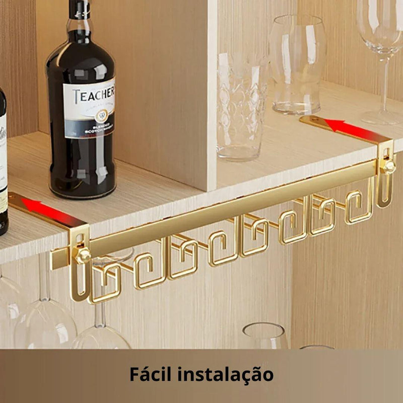 Suporte de Taças de Vinho em Aço Inoxidável - Organizador Sofisticado